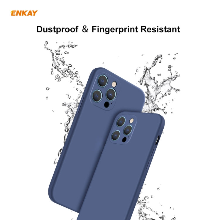 For iPhone 12 Pro Hat-Prince ENKAY ENK-PC0692 Liquid Silicone Straight Edge Shockproof Case + 0.26mm 9H 2.5D Full Glue Tempered Glass Film, For iPhone 12 Pro